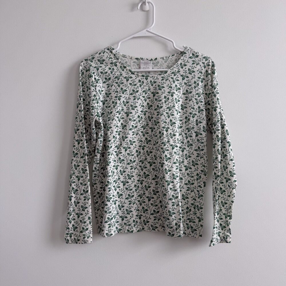 Vtg Partners Mervyns Leaf Print Top Blouse Lightweight Summer Basic Medium